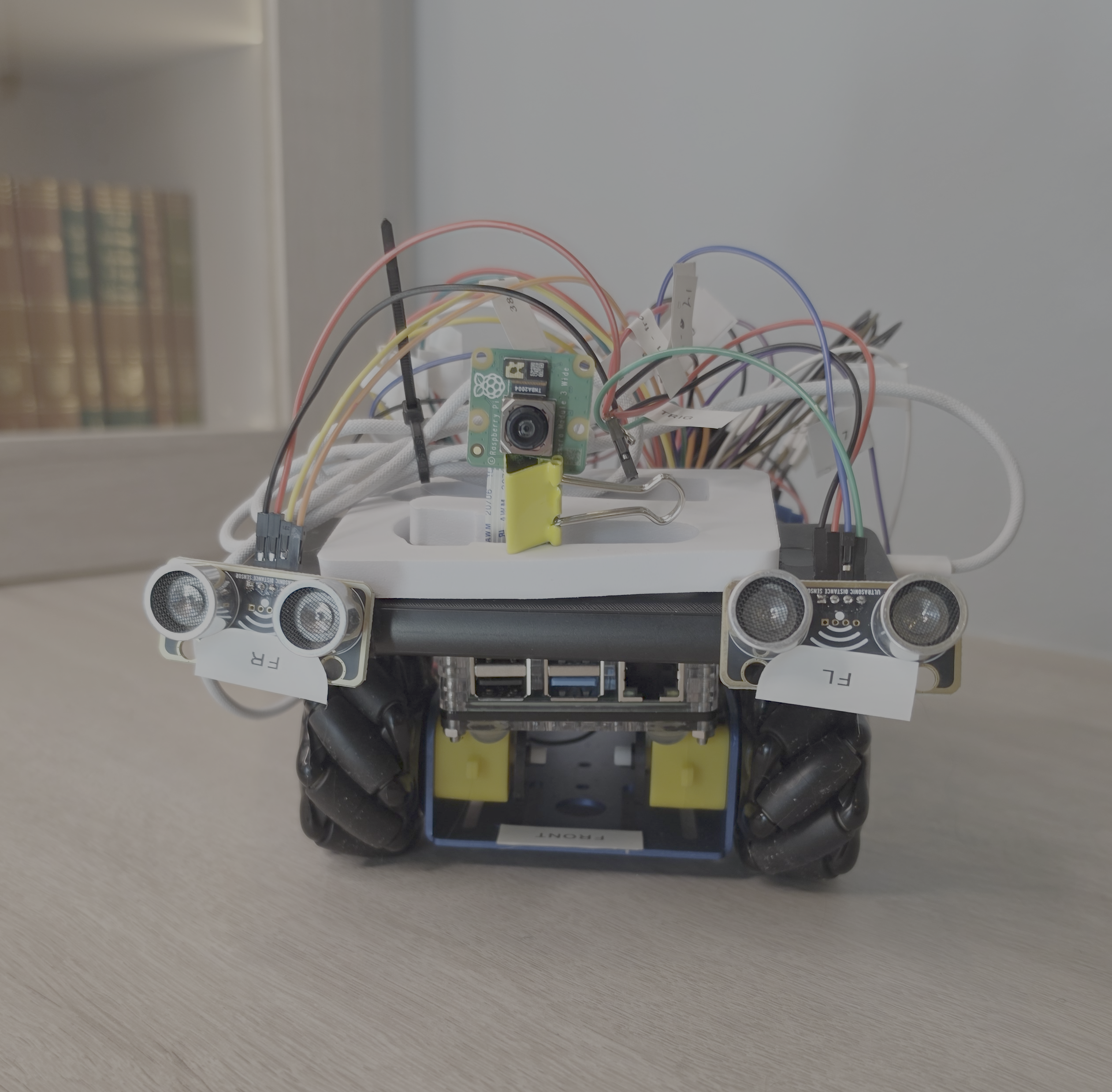 AIOS:ThinkTank robot car with mecanum wheels, Raspberry Pi, camera, and ultrasonic sensors