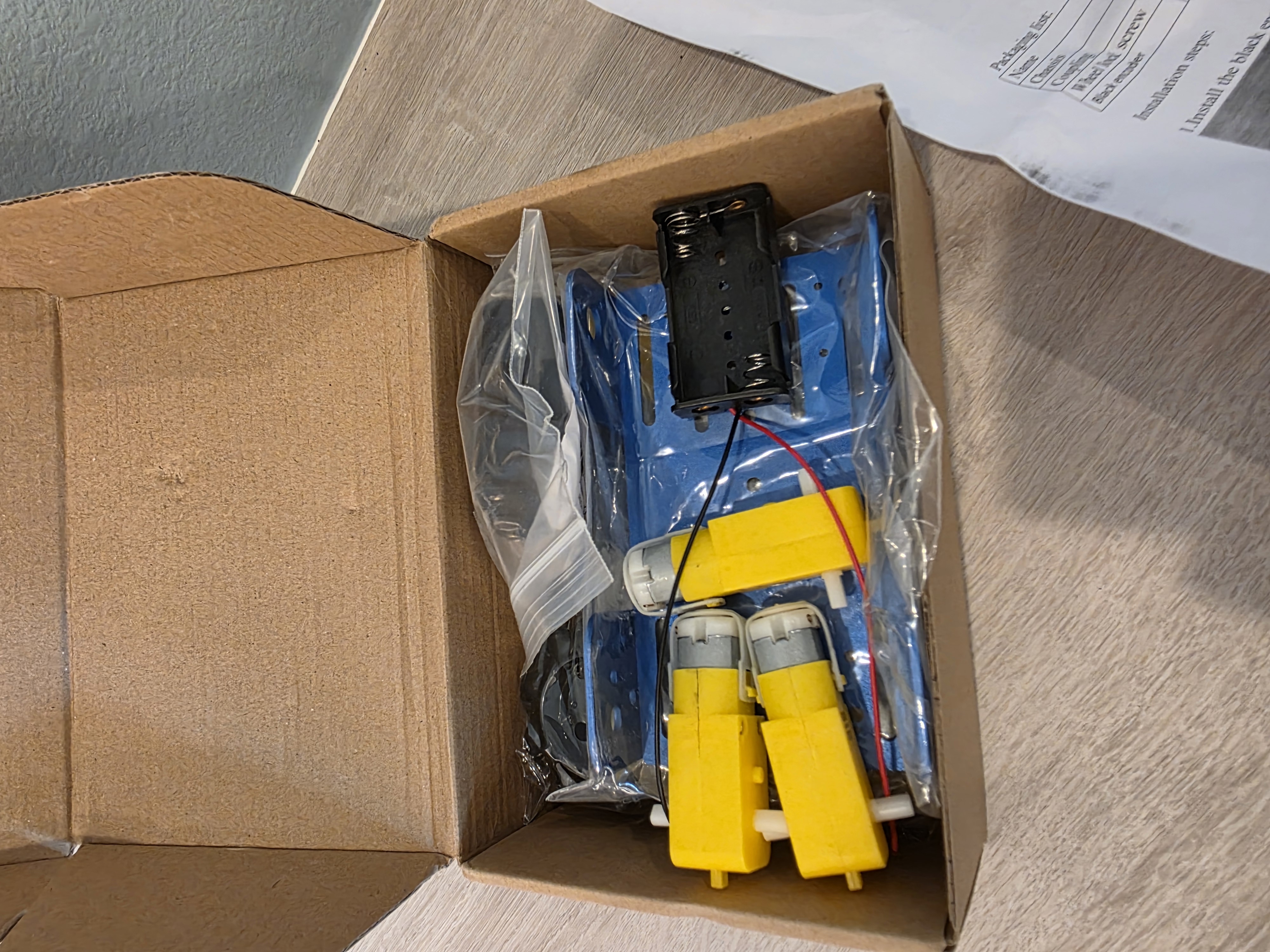 Parts laid out, early build